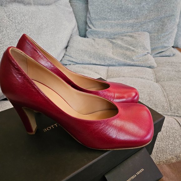 New Bottega Veneta red  block square-toe 90 mm heels pumps 36 Us 6 - Picture 6 of 8
